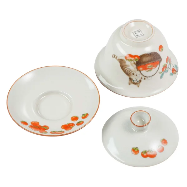 Гайвань 170 мл "Кіт і хурма", кераміка жуяо, шовкографія - 10