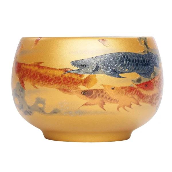 Піала 180 мл "Дев'ять коропів", кераміка, золотиста глазур - 3