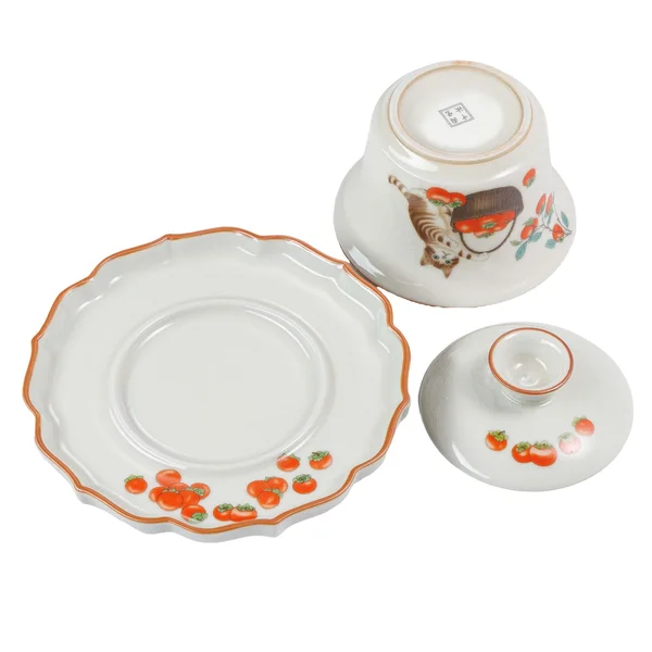 Гайвань 110 мл "Кіт і хурма", кераміка жуяо, шовкографія - 10