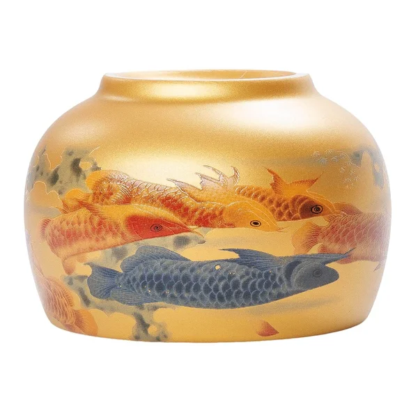 Піала 180 мл "Дев'ять коропів", кераміка, золотиста глазур - 9