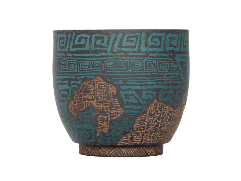 Пиала 100 мл "Бирюзовый Таоте", цзяньшуйская керамика, мастер Нун Бинцзе - 3