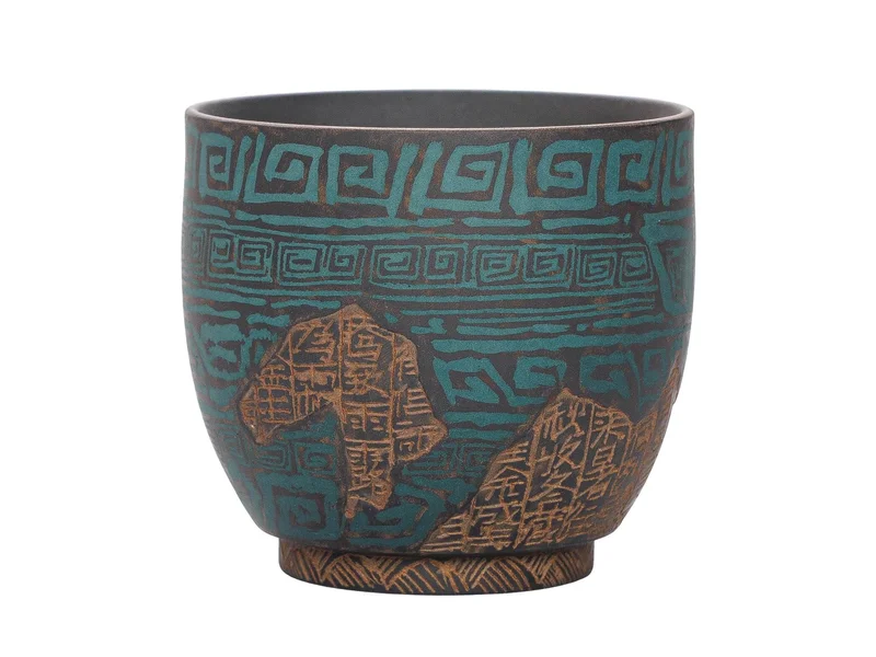 Пиала 100 мл "Бирюзовый Таоте", цзяньшуйская керамика, мастер Нун Бинцзе - 1