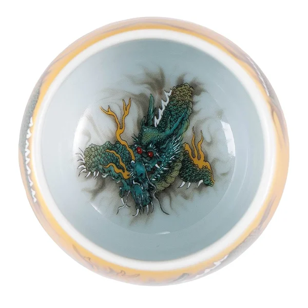 Пиала 80 мл "Цин Лун - Лазурный Дракон", керамика Дэхуа - 2