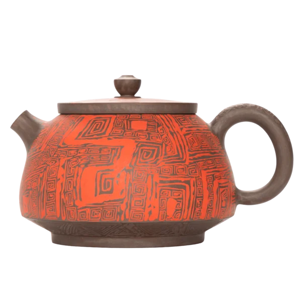 Чайник 230 мл "Червоний код давнини", цзяньшуйська кераміка, майстер Нун Бінцзе - 1