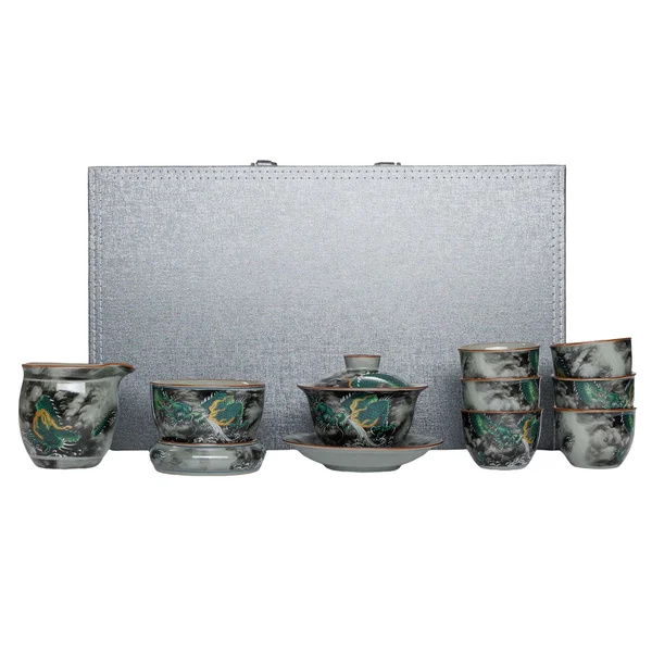 Чайный набор "Дракон", керамика с эффектом кракле, подарочный кейс - 1