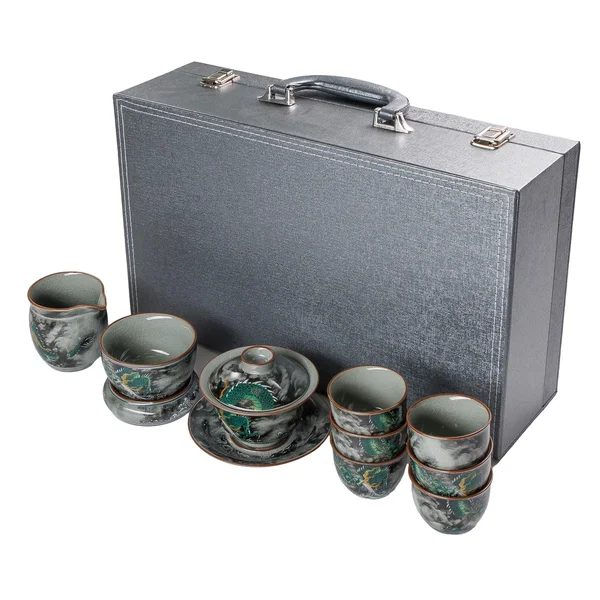 Чайный набор "Дракон", керамика с эффектом кракле, подарочный кейс - 4