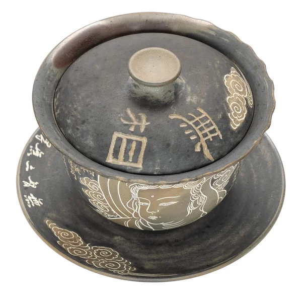 Гайвань 170 мл "Гуаньінь. Сутра Серця", цзяньшуйська кераміка, майстер Чжан Юелун - 3