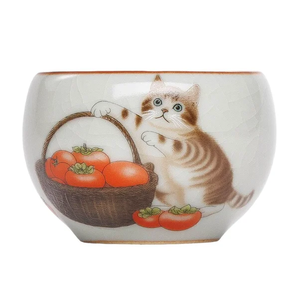 Піала 60 мл "Кіт і хурма", кераміка жуяо, шовкографія - 3