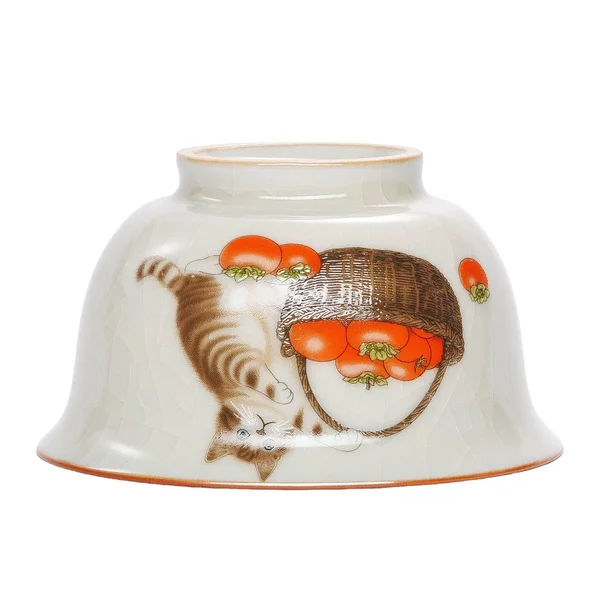 Пиала 100 мл "Кот и хурма", керамика жуяо, шелкография - 7