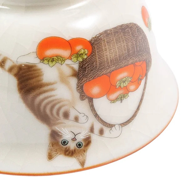 Пиала 100 мл "Кот и хурма", керамика жуяо, шелкография - 8