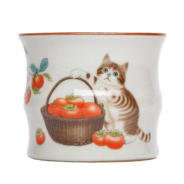 Піала 110 мл "Кіт і хурма", кераміка жуяо, шовкографія - 3