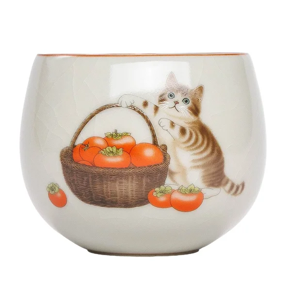 Піала 130 мл "Кіт і хурма", кераміка жуяо, шовкографія - 1