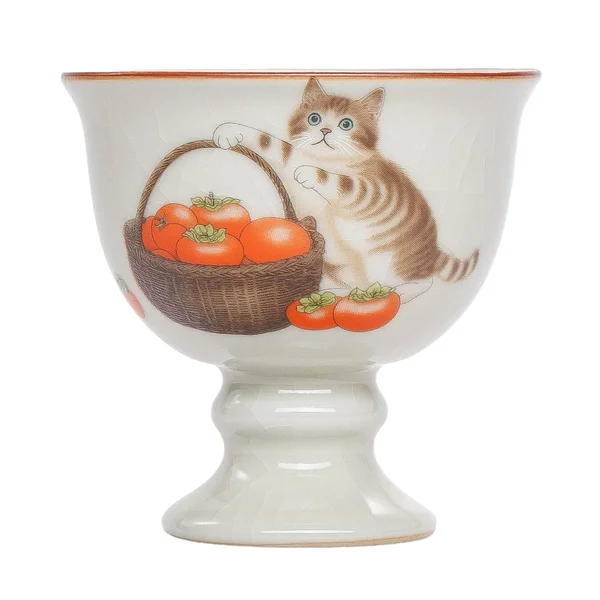 Піала 100 мл "Кіт і хурма", кераміка жуяо, шовкографія - 1