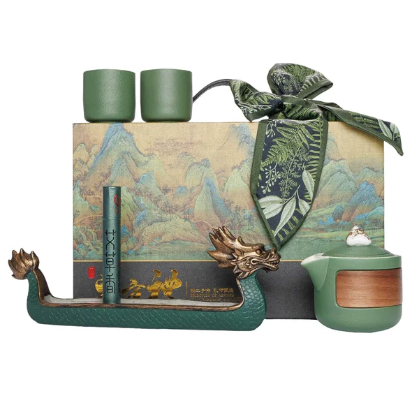 Гун Фу подарунковий чайний набір з пахощами та пальником - Фестиваль Човнів-Драконів, Китай