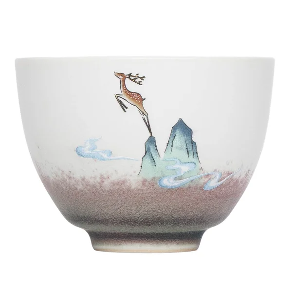 Пиала 115 мл "Олень Фучжу из Книги гор и морей", керамика Дехуа - 4