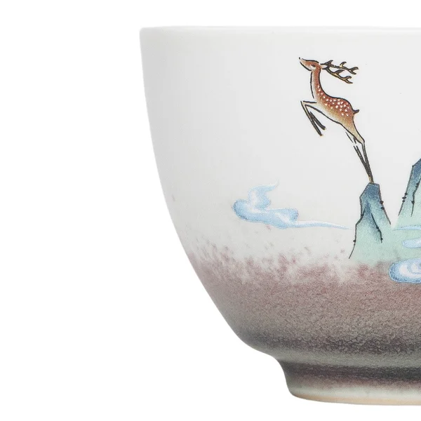 Пиала 115 мл "Олень Фучжу из Книги гор и морей", керамика Дехуа - 9