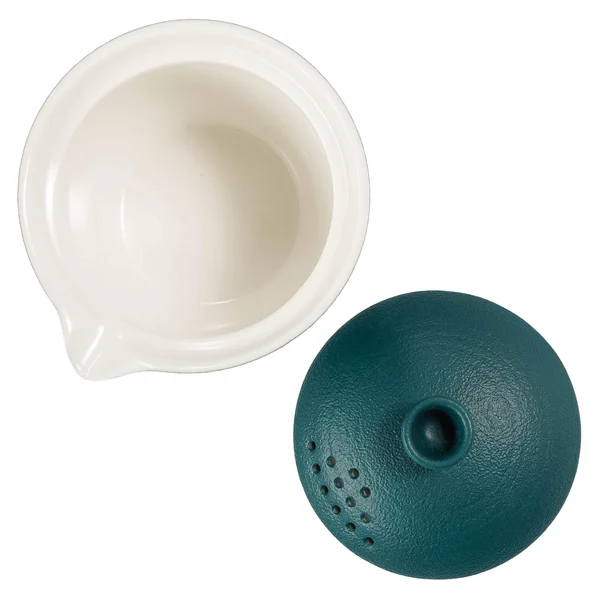 Дорожный набор посуды, гайвань, три пиалы керамика, темно-зеленый - 11