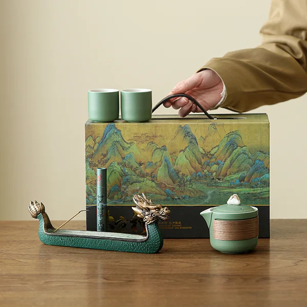 Гун Фу подарунковий чайний набір з пахощами та пальником - Фестиваль Човнів-Драконів, Китай