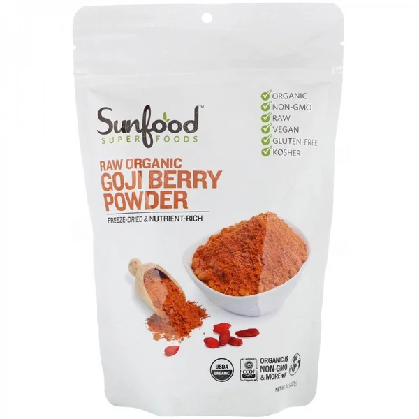 Сирий органічний ягідний порошок годжі, Sunfood, 8 унцій (227 г) - 1