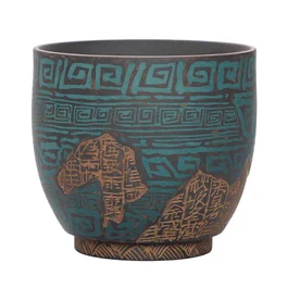 Піала 100 мл "Бірюзовий Таоте", цзяньшуйська кераміка, майстер Нун Бінцзе