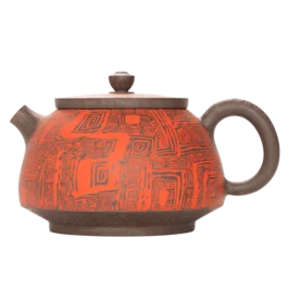 Чайник 230 мл "Красный код древности", цзяньшуйская керамика, мастер Нун Бинцзе