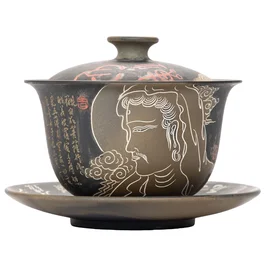 Гайвань 170 мл "Бодхидхарма. Сутра Сердца", цзяньшуйская керамика, мастер Чжан Юэлун