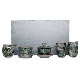 Чайний набір "Дракон", кераміка з ефектом кракле, подарунковий кейс