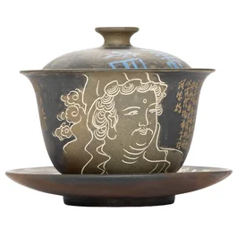 Гайвань 170 мл "Мудрець. Сутра Серця", цзяньшуйська кераміка, майстер Чжан Юелун