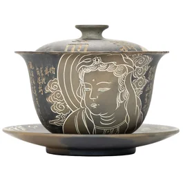 Гайвань 170 мл "Гуаньінь. Сутра Серця", цзяньшуйська кераміка, майстер Чжан Юелун