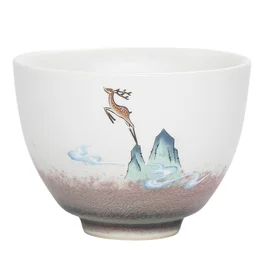 Пиала 115 мл "Олень Фучжу из Книги гор и морей", керамика Дехуа