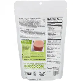 Сырой органический ягодный порошок годжи, Sunfood, 8 унций (227 г)